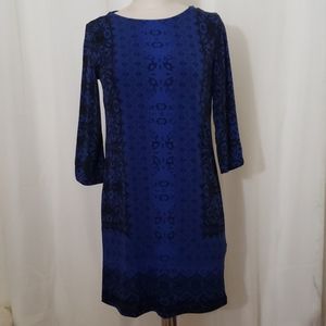 Covington Pattern Shift Dress, Blue/Black, SP